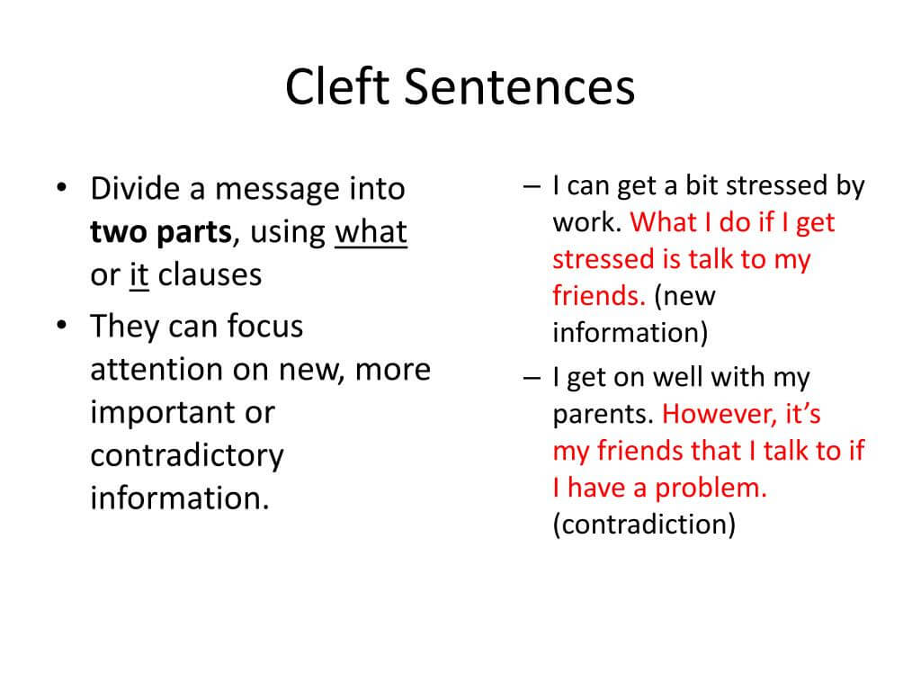 Cleft sentences writing